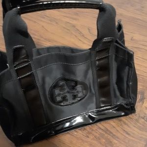 Black Tory Burch small tote w/pockets on each side